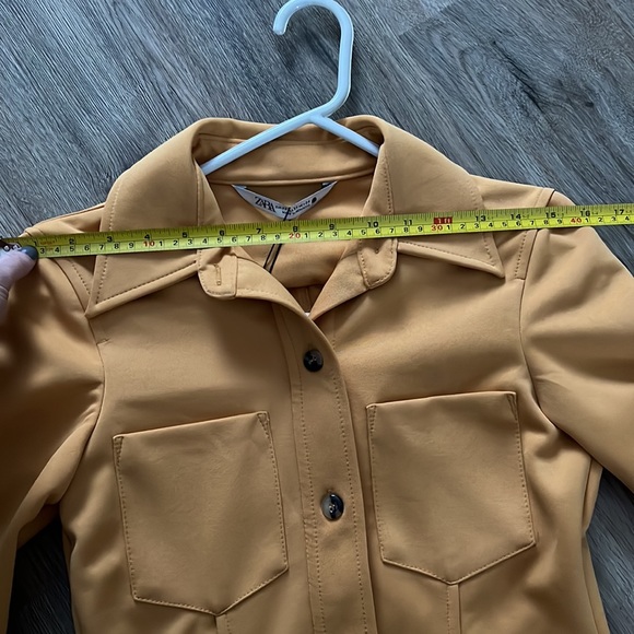 NWT ZARA FITTED KNIT SHIRT thick shacket shirt jacket xs marigold - Picture 9 of 11